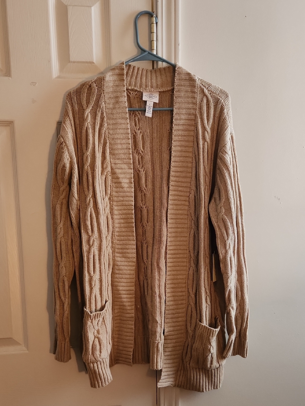 St. John's Bay Tan Cable-Knit Open Cardigan